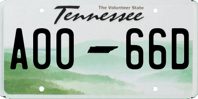 TN license plate A0066D