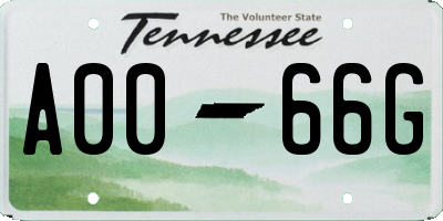 TN license plate A0066G
