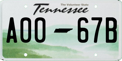 TN license plate A0067B