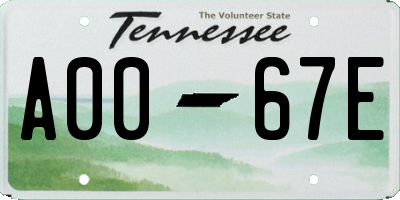 TN license plate A0067E