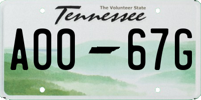 TN license plate A0067G
