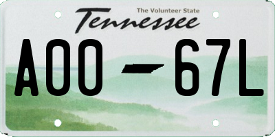 TN license plate A0067L