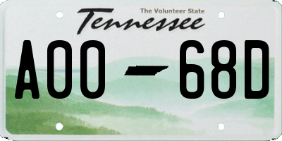 TN license plate A0068D