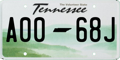 TN license plate A0068J