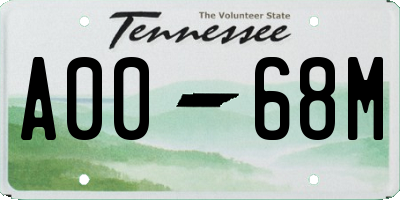 TN license plate A0068M