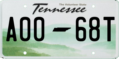 TN license plate A0068T
