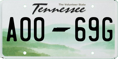 TN license plate A0069G