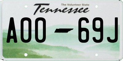 TN license plate A0069J