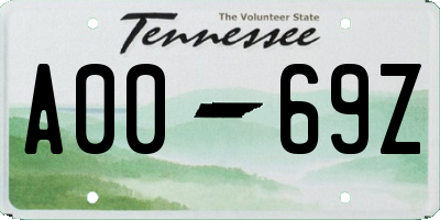 TN license plate A0069Z