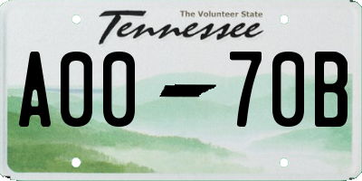 TN license plate A0070B