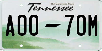 TN license plate A0070M