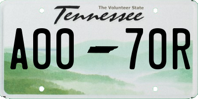 TN license plate A0070R