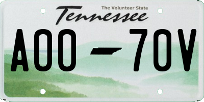TN license plate A0070V