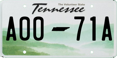 TN license plate A0071A