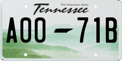TN license plate A0071B