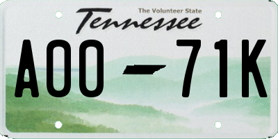 TN license plate A0071K