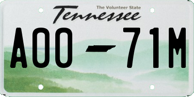 TN license plate A0071M