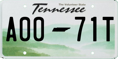 TN license plate A0071T