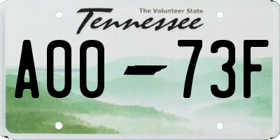 TN license plate A0073F