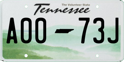 TN license plate A0073J