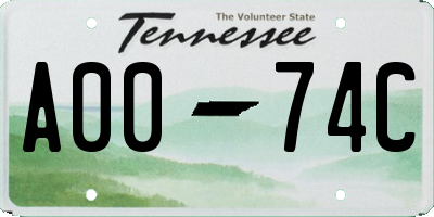 TN license plate A0074C