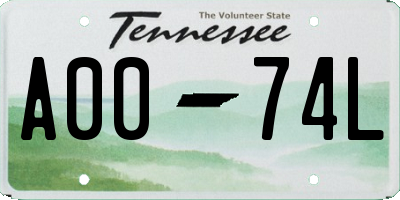 TN license plate A0074L