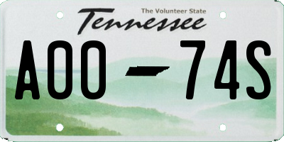 TN license plate A0074S
