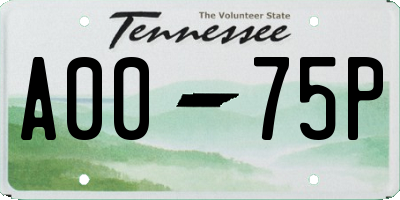 TN license plate A0075P