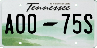 TN license plate A0075S