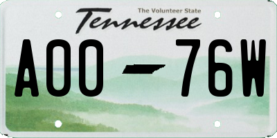 TN license plate A0076W