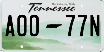 TN license plate A0077N