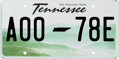 TN license plate A0078E