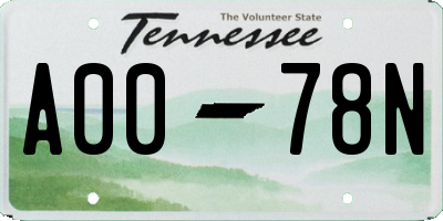 TN license plate A0078N