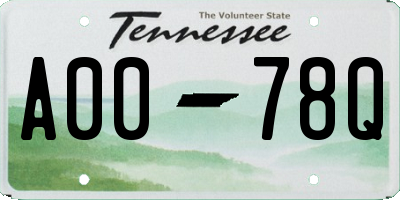 TN license plate A0078Q