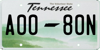 TN license plate A0080N
