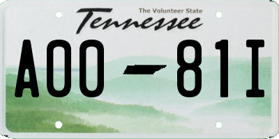 TN license plate A0081I