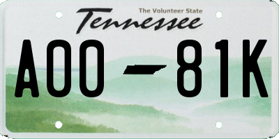 TN license plate A0081K