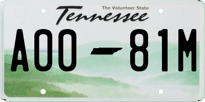 TN license plate A0081M