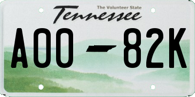 TN license plate A0082K