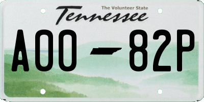 TN license plate A0082P