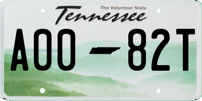 TN license plate A0082T