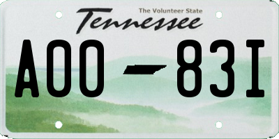TN license plate A0083I