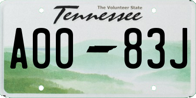 TN license plate A0083J