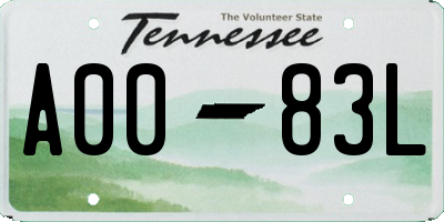 TN license plate A0083L