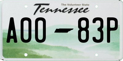 TN license plate A0083P