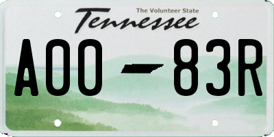 TN license plate A0083R