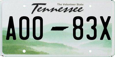 TN license plate A0083X