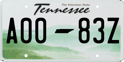 TN license plate A0083Z