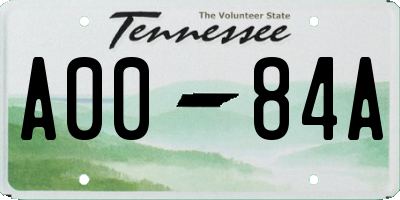 TN license plate A0084A
