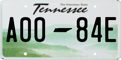 TN license plate A0084E
